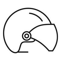 Black and white line drawing of a classic motorcycle helmet, side view, illustration vector