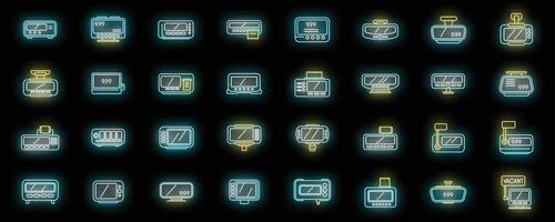 Taximeter icons set neon vector