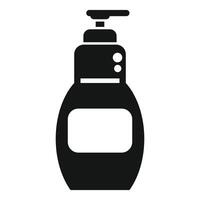 Black silhouette of a liquid soap dispenser with pump, simple hygiene icon vector