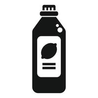 Simplistic black and white icon of a lemon juice bottle with a label vector