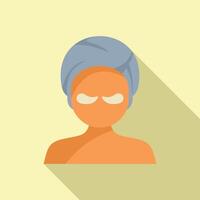 Flat design icon of a person wearing a spa head wrap with closed eyes vector