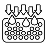 Water drops on perforated surface line icon vector