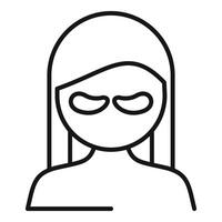 Simple line art icon of a stylized female avatar with a straight hair design vector