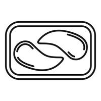 Black and white line drawing of a simple peanut icon, suitable for various design purposes vector