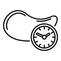 Black and white line art of a clock embedded in a whistle, symbolizing time efficiency vector