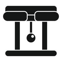 Black and white gym bench press icon vector