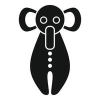 Black and white silhouette of a cartoon monkey with large ears and button details vector