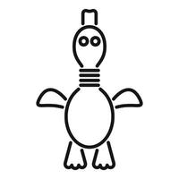 Black and white illustration of a cute cartoon robot turtle with a simplified design vector