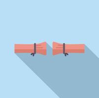Flat design of two hands engaging in a handshake on a blue background vector