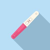 Flat design of a positive pregnancy test with shadow on a blue background vector