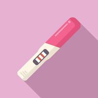 Flat design of a pregnancy test displaying two red lines on a pink background vector
