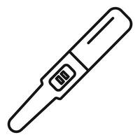 Black and white line art icon of a digital pregnancy test with result display vector