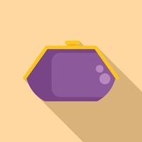 Flat design of a purple cartoon wallet with minimalist style on a beige background vector