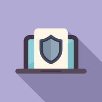 Cyber security concept with protective shield on laptop vector