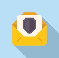 Flat design icon of a shield inside an envelope representing email security vector