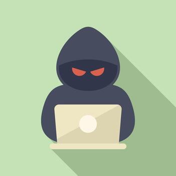 Anonymous hacker with laptop illustration vector