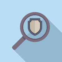 Magnifying glass focusing on a shield, depicting privacy or security analysis vector