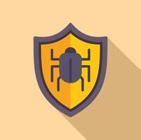Cybersecurity icon shield with bug silhouette vector