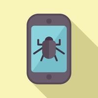 Bug icon on smartphone screen illustration vector