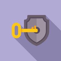 Golden key and shield security icon vector