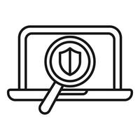 Cybersecurity concept with magnifying glass and shield vector