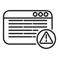 Line art illustration of a web browser with error alert symbol vector