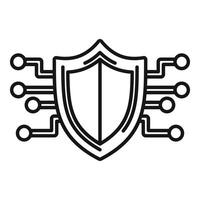 illustration of a shield infused with digital circuit lines, symbolizing cybersecurity vector