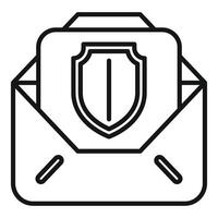 Linear icon illustration of an envelope with a shield, symbolizing email security vector