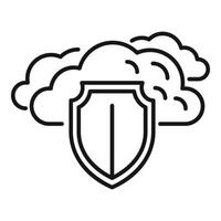 Cloud security shield line icon vector