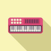 Retro pink synthesizer on yellow background vector