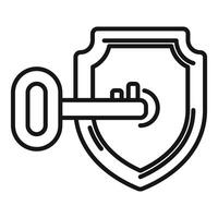 Security shield with key line icon vector