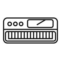 Black line icon of a synthesizer keyboard, ideal for musicrelated design elements vector