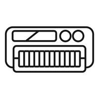 Black and white line art of a retro cassette player vector