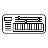 Black and white line art icon of an electronic synthesizer keyboard vector