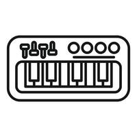 Black and white line art of piano keyboard and controls vector