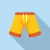 Flat design icon of trendy summer shorts with shadow, on a blue background vector