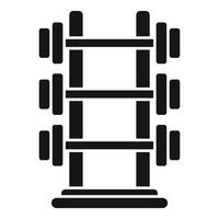 Black silhouette of a weight rack with dumbbells, suitable for gym and fitness themes vector