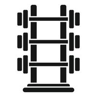 Black silhouette of a weight rack with dumbbells, suitable for gym and fitness themes vector