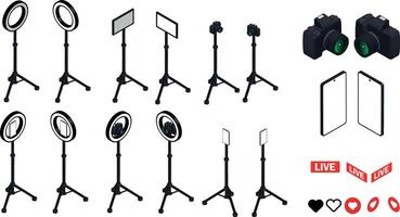 Camera tripod 3D isometric phone vector