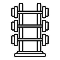 gimnasio pesa estante línea icono vector