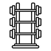 Gym dumbbell rack line icon vector