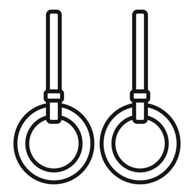 Black and white line art of gymnastic rings ideal for fitnessthemed graphics