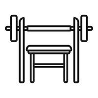 Simple line art illustration of a bench press setup for gym and fitness themes vector