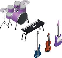 musical instruments set isometric illustration vector