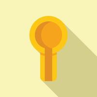 Golden key icon with long shadow vector