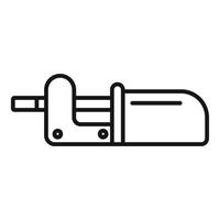 Black and white line art of a horizontal clamp tool vector