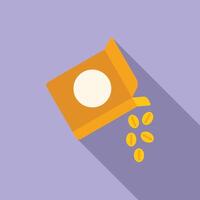 Flat design icon of bag of seeds spilling vector