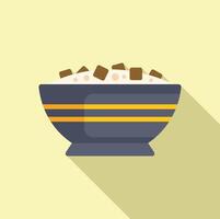 Bowl of cereal with chocolate chunks illustration vector