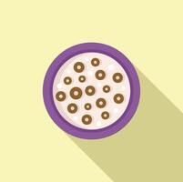 Cartoon bowl of cereal with milk on yellow background vector