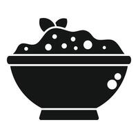 Black silhouette of a bowl of dessert with topping vector